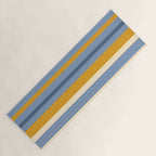 Stripe Pattern Contemporary Retro Modern Variable Stripes in Blue and Honey Mustard Yoga Mat Gallery Image 1
