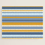 Stripe Pattern Contemporary Retro Modern Variable Stripes in Blue and Honey Mustard Jigsaw Puzzle Gallery Image 1
