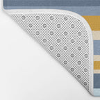 Stripe Pattern Contemporary Retro Modern Variable Stripes in Blue and Honey Mustard Bath Mat Gallery Image 2
