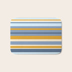 Stripe Pattern Contemporary Retro Modern Variable Stripes in Blue and Honey Mustard Bath Mat Gallery Image 1