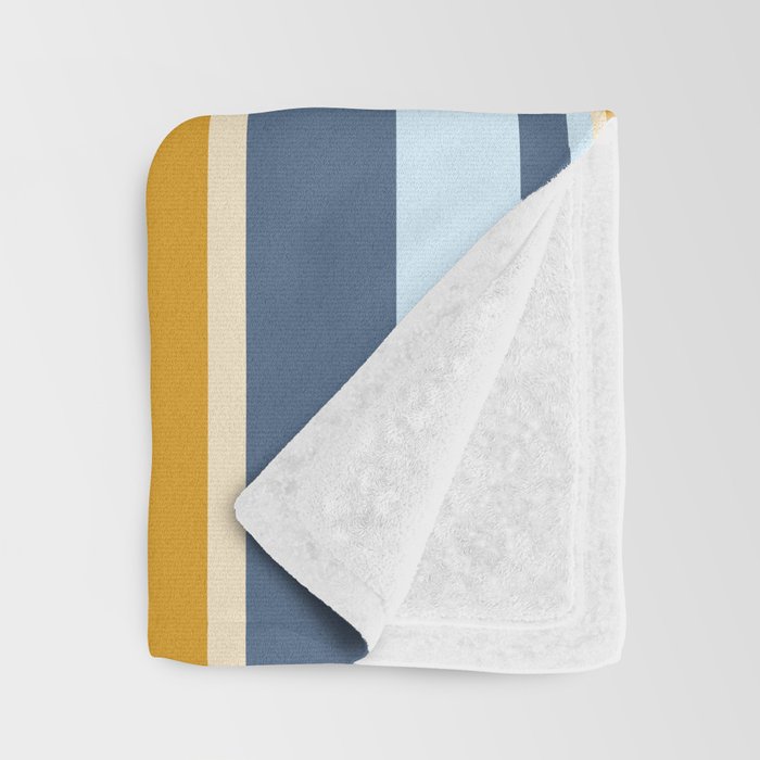Stripe Pattern Contemporary Retro Modern Variable Stripes in Blue and Honey Mustard Throw Blanket Gallery Image 3