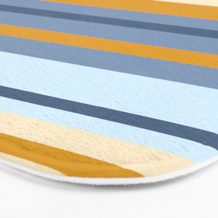 Stripe Pattern Contemporary Retro Modern Variable Stripes in Blue and Honey Mustard Bath Mat Gallery Image 3