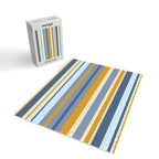 Stripe Pattern Contemporary Retro Modern Variable Stripes in Blue and Honey Mustard Jigsaw Puzzle Gallery Image 2