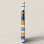 Stripe Pattern Contemporary Retro Modern Variable Stripes in Blue and Honey Mustard iPhone Case Gallery Image 2