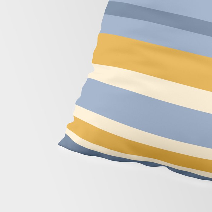 Stripe Pattern Contemporary Retro Modern Variable Stripes in Blue and Honey Mustard Pillow Sham Gallery Image 4