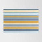 Stripe Pattern Contemporary Retro Modern Variable Stripes in Blue and Honey Mustard Rug Gallery Image 2