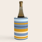 Stripe Pattern Contemporary Retro Modern Variable Stripes in Blue and Honey Mustard Wine Chiller Gallery Image 3