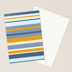 Stripe Pattern Contemporary Retro Modern Variable Stripes in Blue and Honey Mustard Stationery Card Gallery Image 2