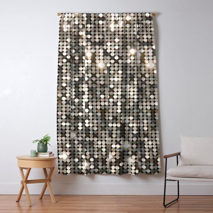 Silver Metallic Glitter sequins Window Curtain Gallery Image 5