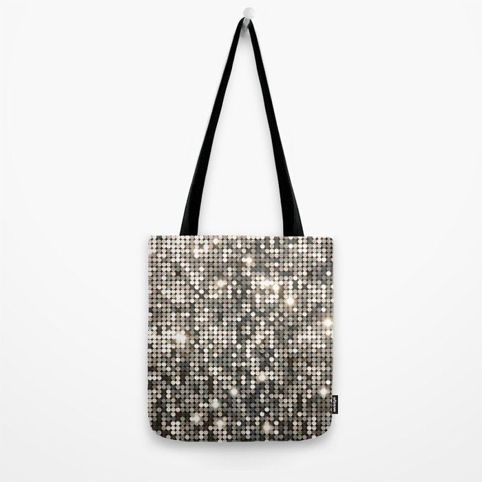Silver Metallic Glitter sequins Tote Bag Gallery Image 2