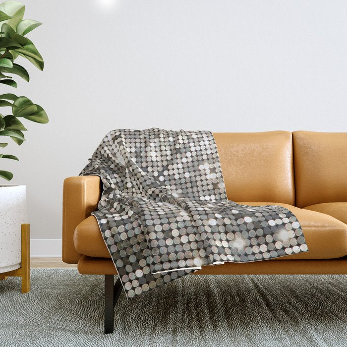 Silver Metallic Glitter sequins Throw Blanket Gallery Image 1