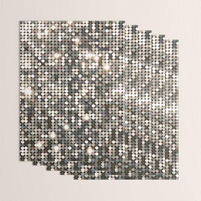 Silver Metallic Glitter sequins Wrapping Paper Gallery Image 3