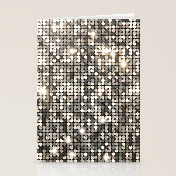 Silver Metallic Glitter sequins Stationery Card Gallery Image 2