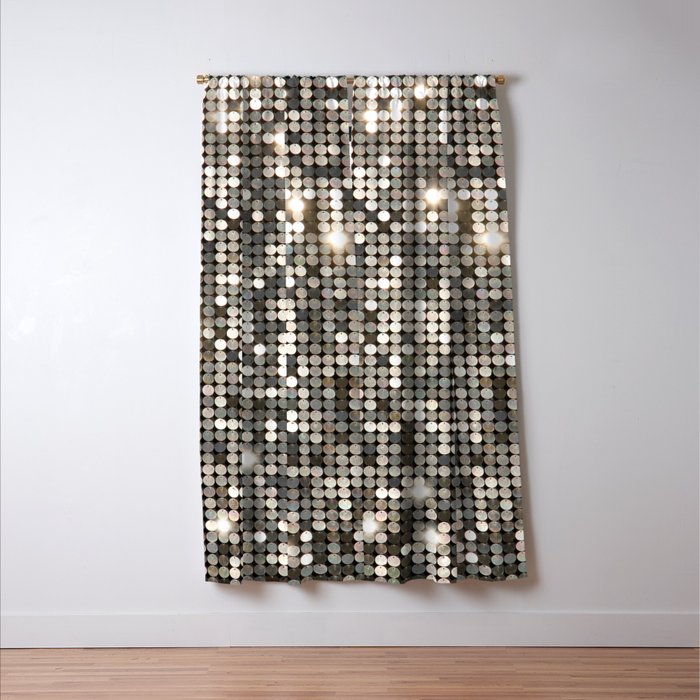 Silver Metallic Glitter sequins Window Curtain Gallery Image 3