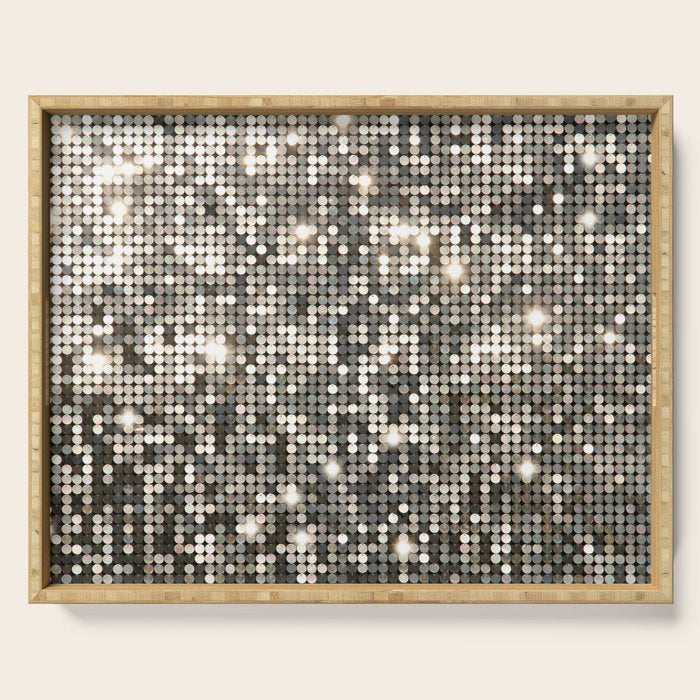Silver Metallic Glitter sequins Serving Tray Gallery Image 1