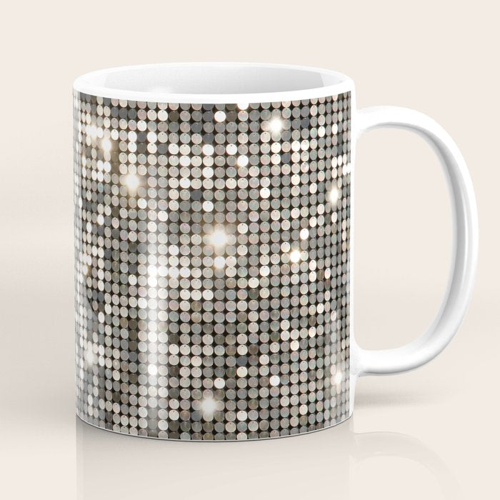 Silver Metallic Glitter sequins Coffee Mug Gallery Image 1