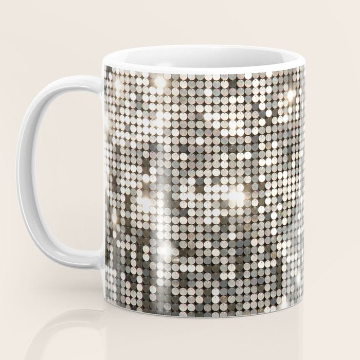 Silver Metallic Glitter sequins Coffee Mug Gallery Image 3