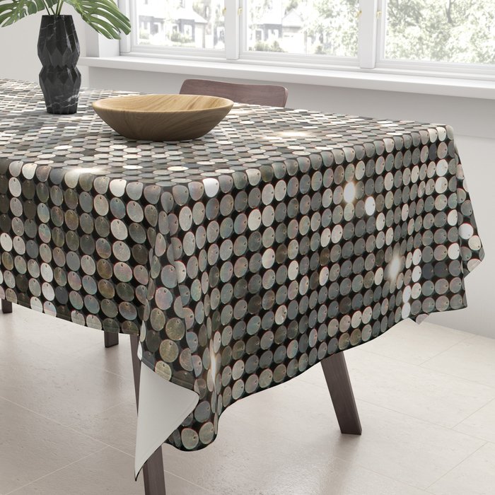 Silver Metallic Glitter sequins Tablecloth Gallery Image 3