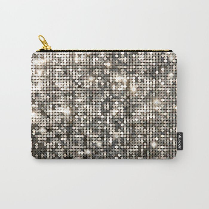 Silver Metallic Glitter sequins Carry All Pouch Gallery Image 1