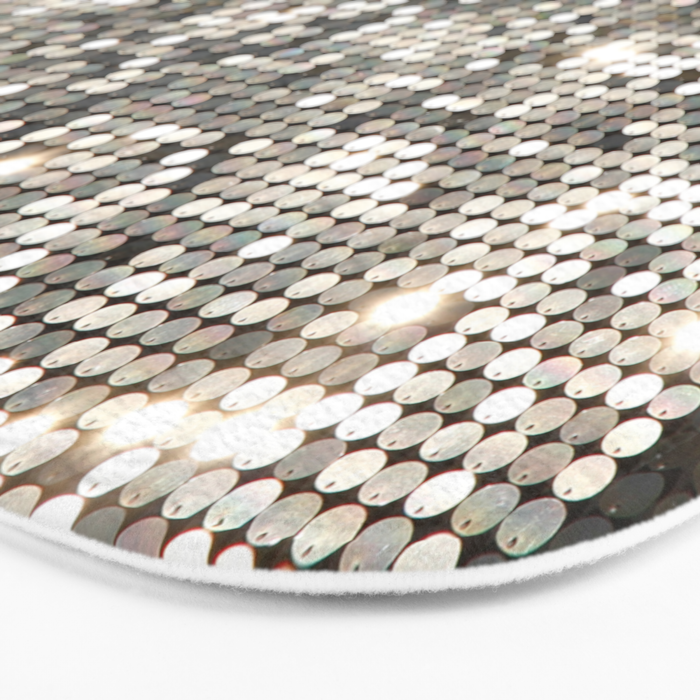 Silver Metallic Glitter sequins Bath Mat Gallery Image 3
