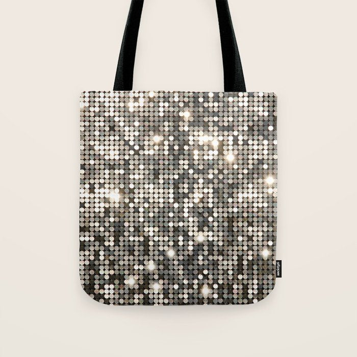 Silver Metallic Glitter sequins Tote Bag Gallery Image 1