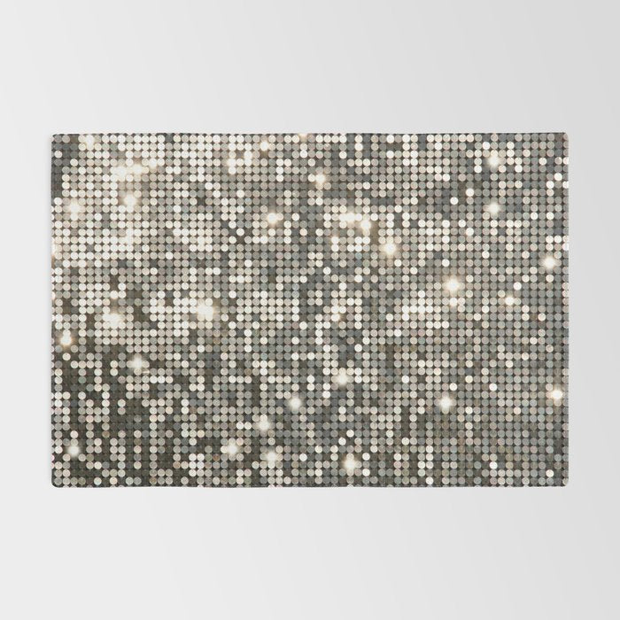 Silver Metallic Glitter sequins Rug Gallery Image 2