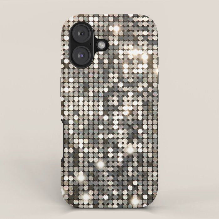 Silver Metallic Glitter sequins iPhone Case Gallery Image 1