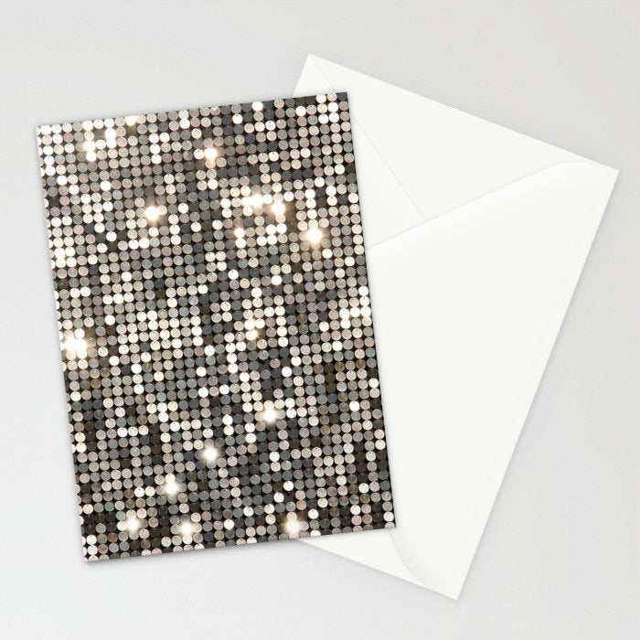 Silver Metallic Glitter sequins Stationery Card Gallery Image 2