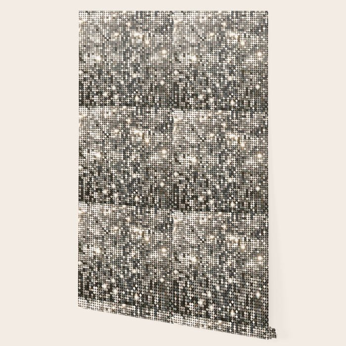 Silver Metallic Glitter sequins Wallpaper Gallery Image 2