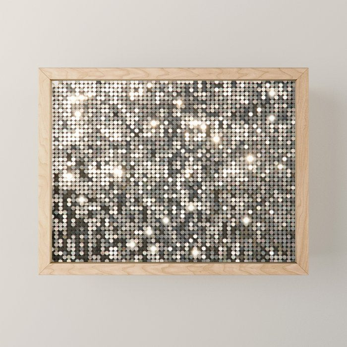 Silver Metallic Glitter sequins Mini Art Print Gallery Image 1