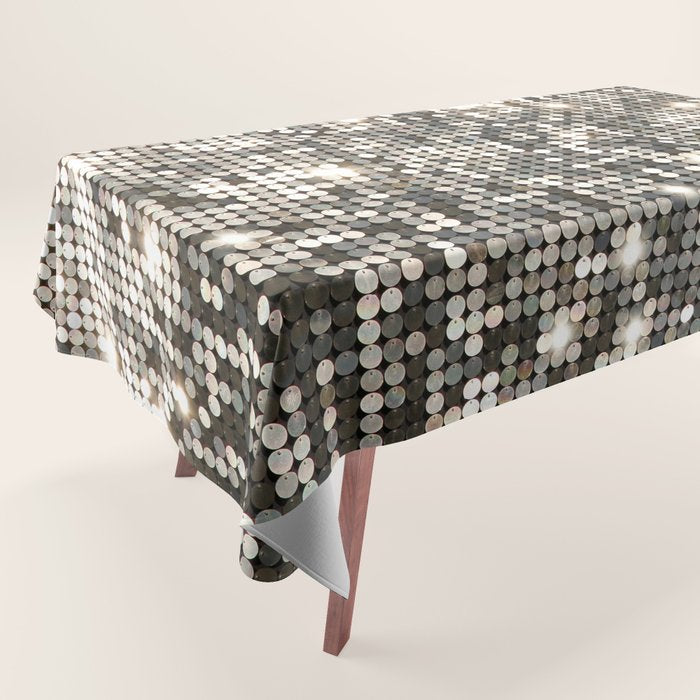 Silver Metallic Glitter sequins Tablecloth Gallery Image 1
