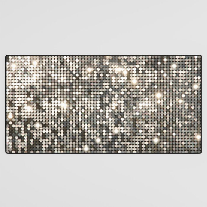 Silver Metallic Glitter sequins Desk Mat Gallery Image 3