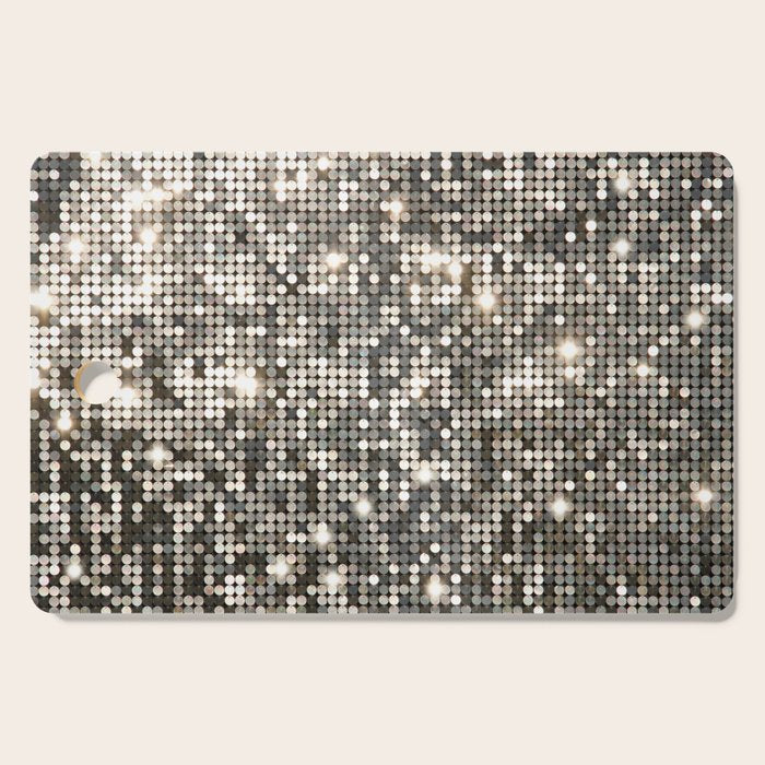 Silver Metallic Glitter sequins Cutting Board Gallery Image 1