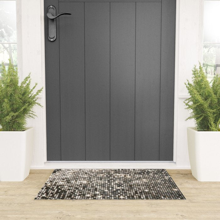 Silver Metallic Glitter sequins Welcome Mat Gallery Image 3