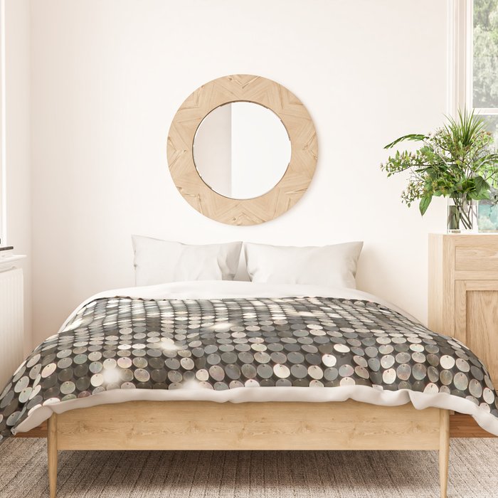 Silver Metallic Glitter sequins Duvet Cover Gallery Image 3