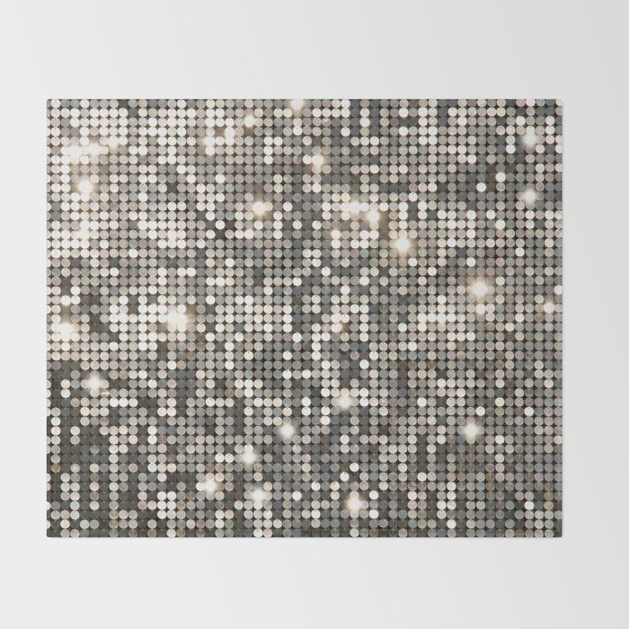Silver Metallic Glitter sequins Throw Blanket Gallery Image 2