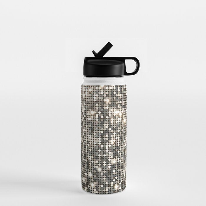 Silver Metallic Glitter sequins Water Bottle Gallery Image 1