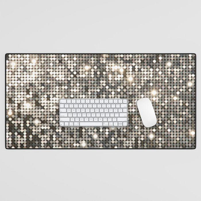 Silver Metallic Glitter sequins Desk Mat Gallery Image 1