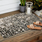 Silver Metallic Glitter sequins Outdoor Rug Gallery Image 2