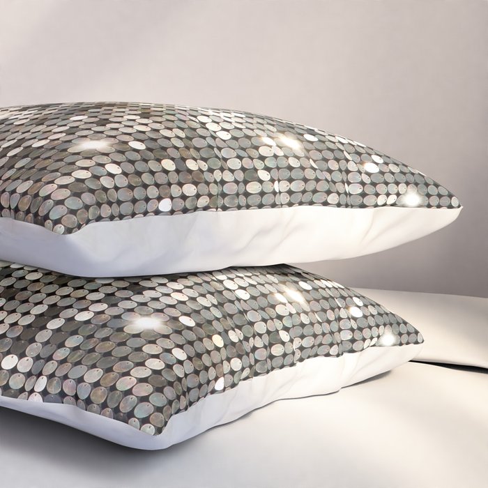 Silver Metallic Glitter sequins Pillow Sham Gallery Image 3