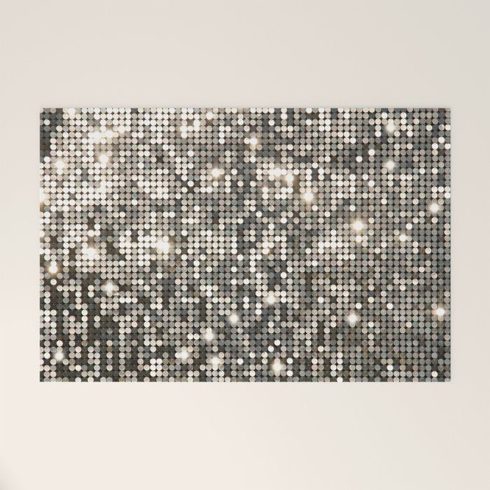 Silver Metallic Glitter sequins Welcome Mat Gallery Image 1
