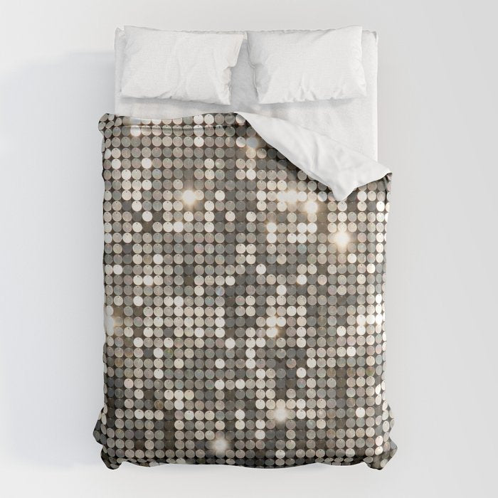 Silver Metallic Glitter sequins Duvet Cover Gallery Image 6