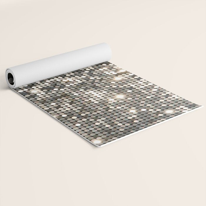 Silver Metallic Glitter sequins Yoga Mat Gallery Image 2