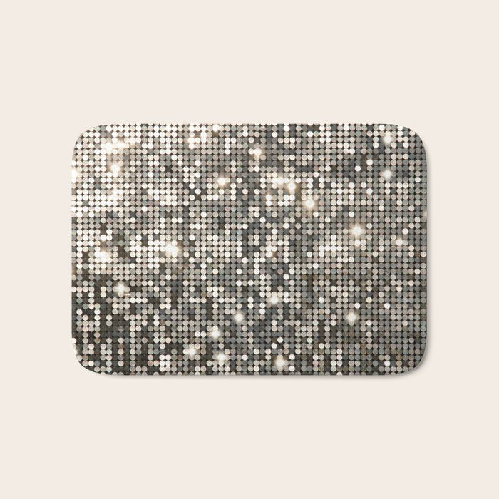 Silver Metallic Glitter sequins Bath Mat Gallery Image 1