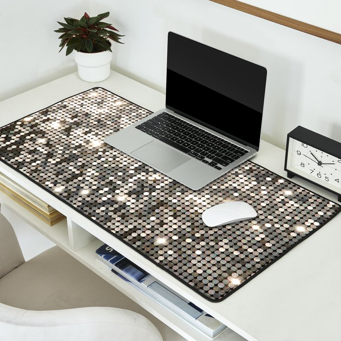 Silver Metallic Glitter sequins Desk Mat Gallery Image 2