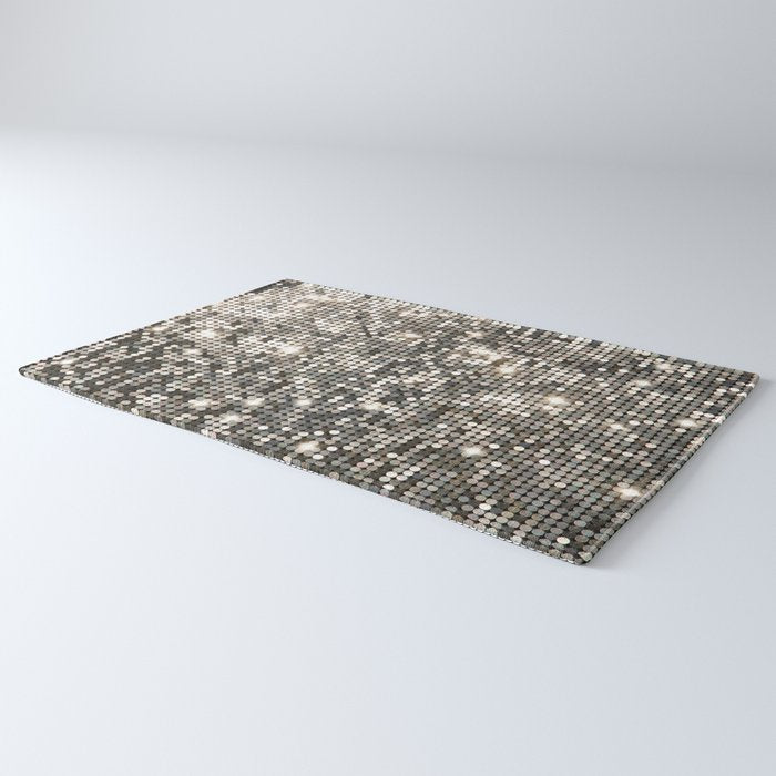 Silver Metallic Glitter sequins Rug Gallery Image 3