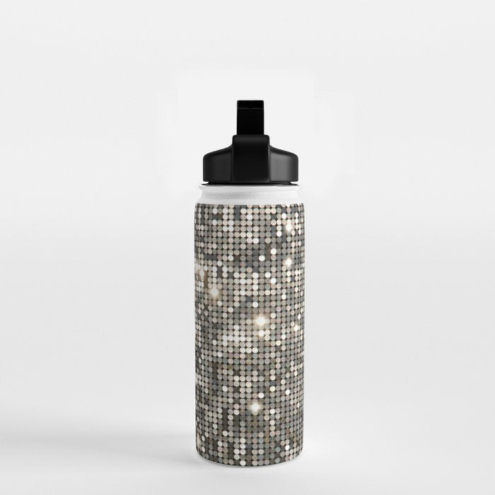 Silver Metallic Glitter sequins Water Bottle Gallery Image 2