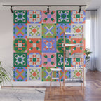 Bright Geometric Quilt Mosaic Pattern Wall Mural Gallery Image 1