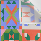 Bright Geometric Quilt Mosaic Pattern Wall Tapestry Gallery Image 3