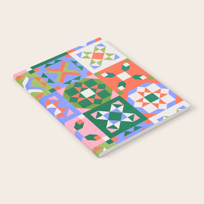 Bright Geometric Quilt Mosaic Pattern Notebook Gallery Image 2